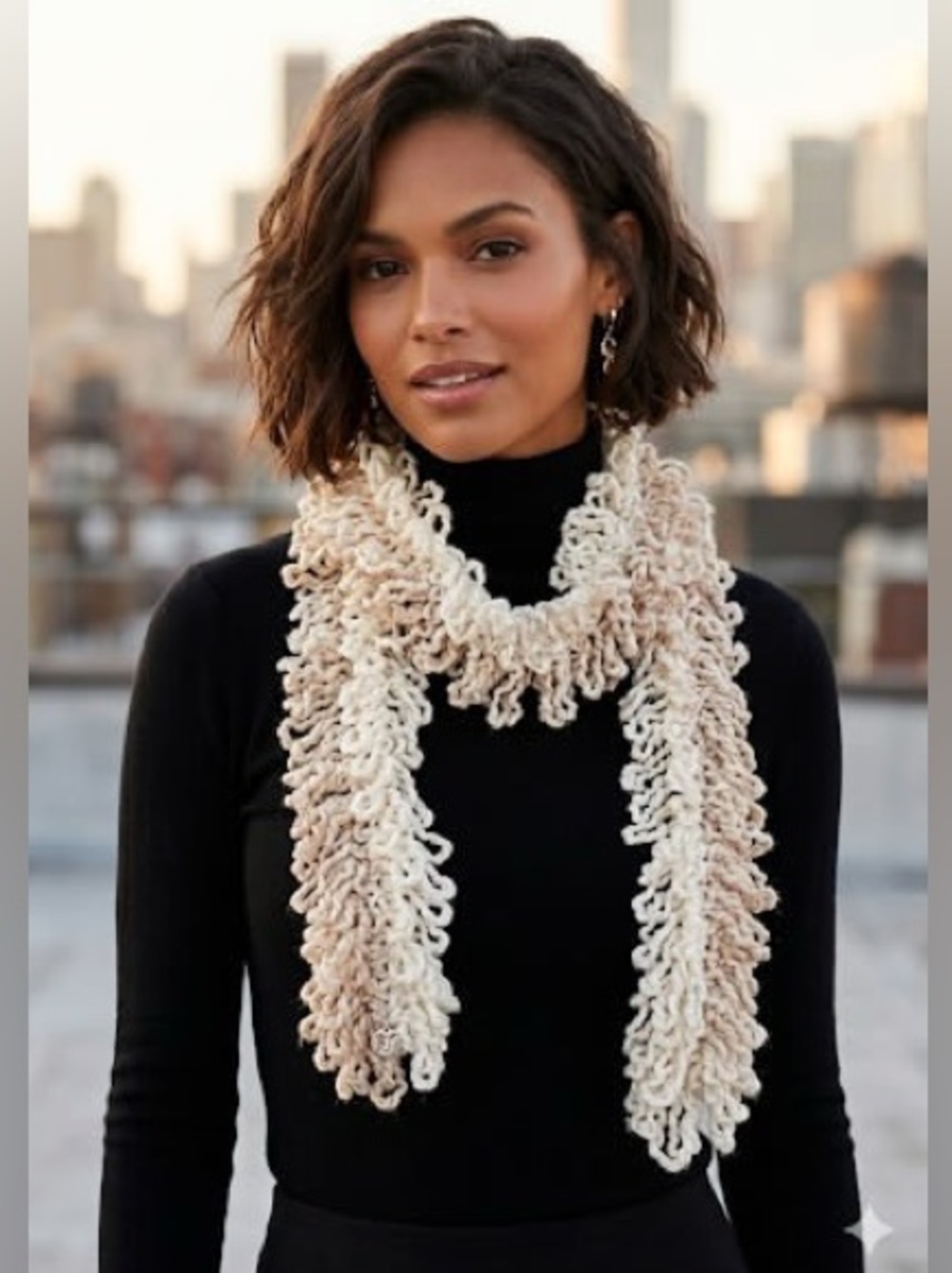 Betsey Johnson Cream Chunky Loop Knit Scarf